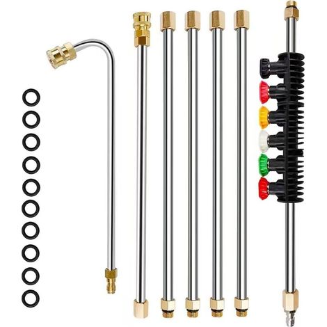 Rallonge pour Nettoyeur Haute Pression, 4000PSI Outil de Nettoyage de Toiture et de Gouttières, Barres d'extension with Tiges Incurvées (1/5)