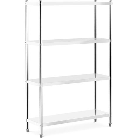 Étagère en acier inoxydable inox à poser de cuisine professionnelle 4 niveaux (dimensions : 120 x 40 x 180 cm, nombre de tablettes : 4, capacité de 200 kg) professionnel (1/5)