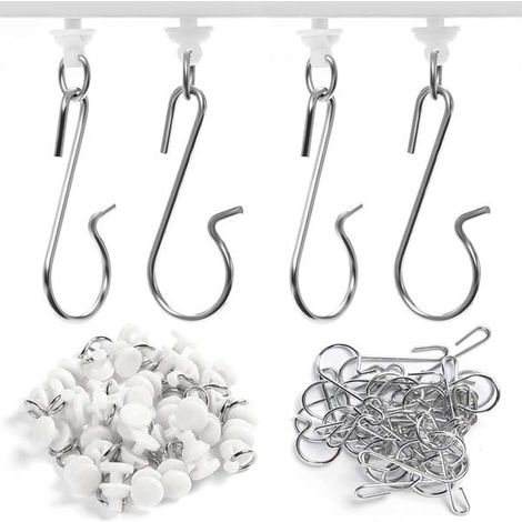Jiajia AI, Crochet Rideau Rail Glisseur Rouleaux de Tringle à, Plastique, 60 Pièces pour jardin, terrasse et e (1/5)