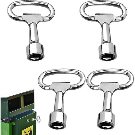 Lot de 4 clés carrées, 8 mm, clé carrée, robinet extérieur, clé de purge, radiateur, poubelle, ascenseur, boîte électrique, gaz, eau, compteur électrique (1/5)