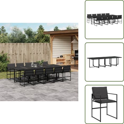 Cuscini da seduta - vidaXL Set da Pranzo da Giardino 11 pz con Cuscini Nero in Textilene - Cuscini per schienale