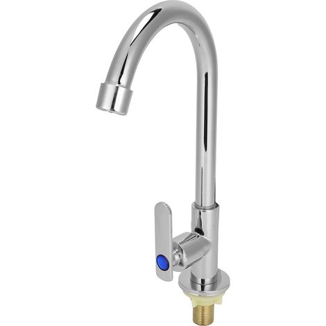 Robinet lavabo eau froide G1/2, mitigeur salle de bain monotrou, robinetterie coiffeuse domestique, filetage standard, finition chromée, pour vasque. (1/5)