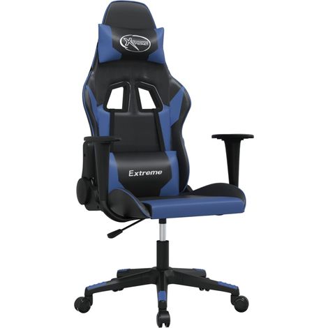 Chaise de jeu  Chaise de Gaming de massage Noir et bleu Similicuir (1/5)