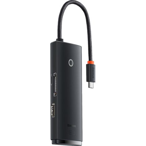 Hub Baseus Lite Series 6 in 1 da USB-C a 2x USB 3.0 + USB-C + HDMI + SD/TF (nero) (1/5)