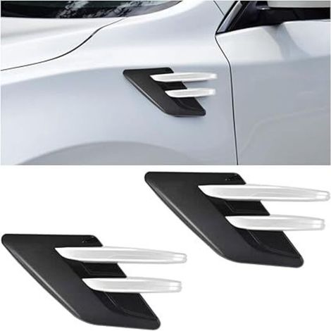 2-teiliger seitlicher Lüftungsschlitz für Autos, Lüftungsgitterabdeckung, seitlicher Luftauslass für die Motorhaube (silber) (1/4)