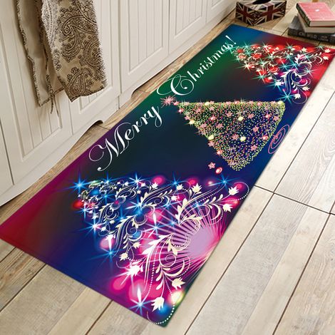 Tapis De Noël - Imprimé 3D Rétro Réindeer Père Noël Bonhomme De Neige - Antidérapant - Pour Salon Cuisine Salle De Bain - 40 X 120 Cm Ou 60 X 180 Cm (1/5)