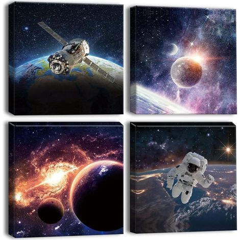 Leinwandbilder 4 Teilig Kunstdruck Planet Universum Raum 30x30cm (1/5)
