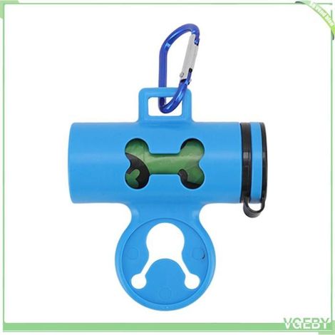 VGEBY Distributeur de sacs à caca pour chien avec mousqueton en métal Boîte à déchets bleue et 1 rouleau de sac poubelle (1/5)