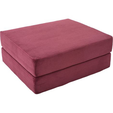 Repose-pieds Convertible, Fauteuil Compact en Corde avec Rembourrage en Mousse, Modulable, Rouge Vin (1/5)