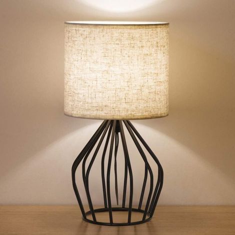 Moderne und minimalistische Tischleuchte – mit Leinenschirm, ideal für Schlafzimmer, Wohnzimmer, Büros usw. – 1 Stück (1/5)