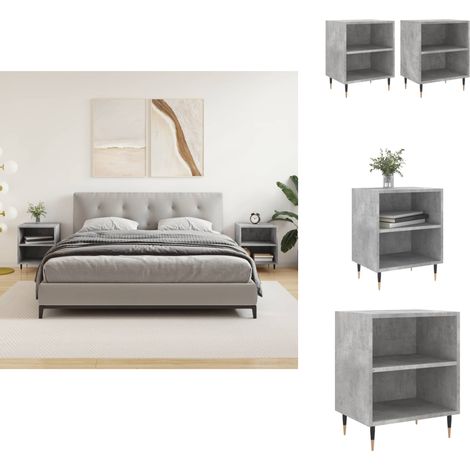 Nachttische 2 Stk. Betongrau 40x30x50 cm Holzwerkstoff - Beton Grau Nachttisch - Wohnzimmer Dekoration - Holzwerkstoff Nachttisch - Schrank Für Schlafzimmer - Kommoden Set (1/5)