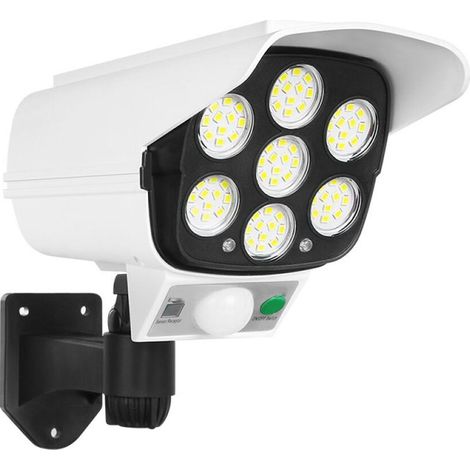Camera Factice Exterieur, Projecteur Solaire avec Detecteur de Mouvement Exterieur PIR, Eclairage Exterieur Solaire durable, IP66 étanche, Lumiere Solaire Exterieur