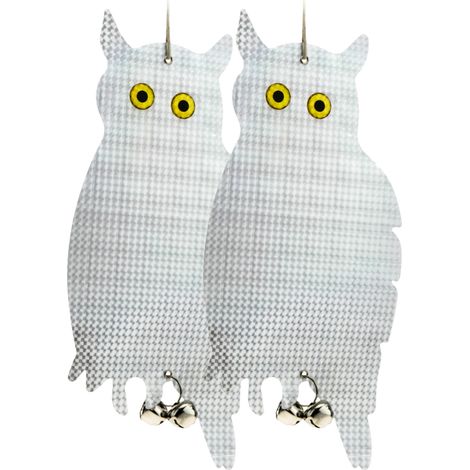 PrimeMatik - Répulseur d'oiseaux Répulsif de parasites Épouvantail réfléchissant type hibou avec hochets 2-pack (1/5)