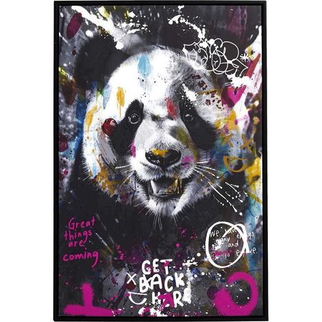 The Home Deco Factory – Tableau panda coloré 60x90 cm – Street art multicolore – Décoration murale audacieuse – Style pop (1/3)