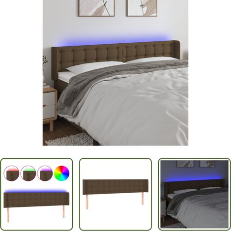 vidaXL Cabecero con LED de tela marrón oscuro 183x16x78/88 cm (1/5)