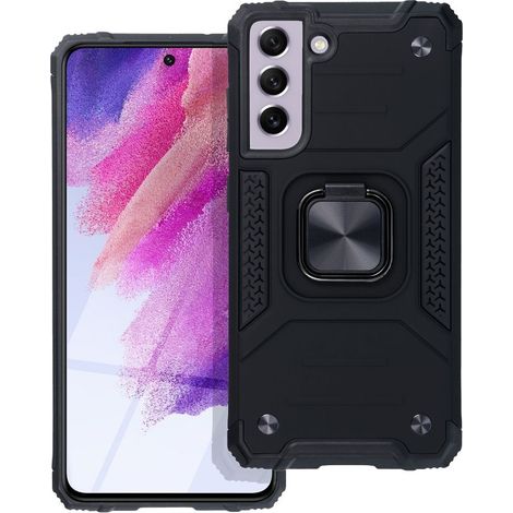 Custodia con anello di supporto per Samsung Galaxy S23 FE, nera + vetro 9H (1/5)
