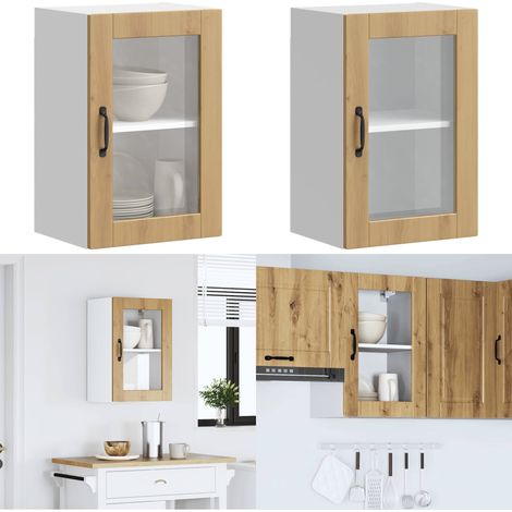 Armario pared para cocina puerta cristal Porto roble artesanal - Armario de pared - Cocina