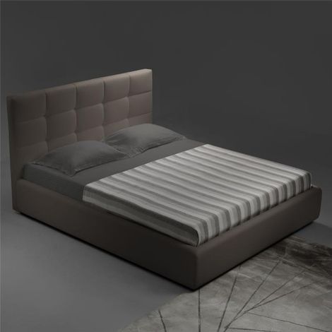 Letto singolo con contenitore Napoli ecopelle colore tortora (1/3)