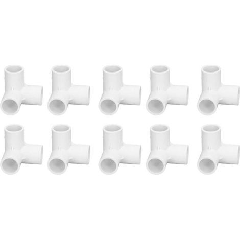 10 PVC T-fittings, 20 mm - Durable and easy-to-install T-fittings for irrigation pipes, white (1/5)