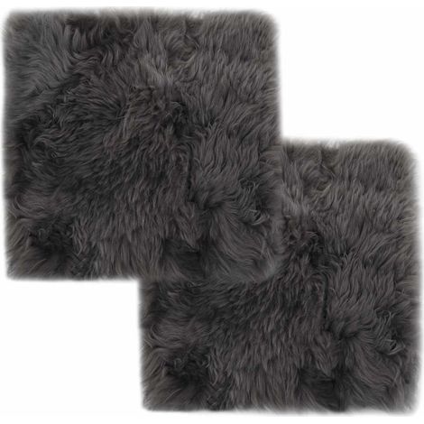 Coussins de chaise lot de 2 Gris clair 40x40cm Mouton véritable