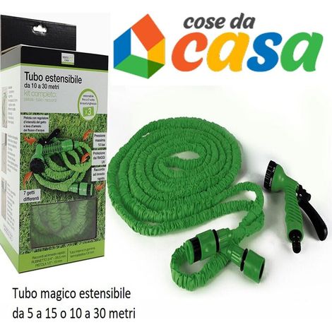 Gomma estensibile 10/30 metri tubo per innaffiare il giardino prato irrigazione salvaspazio magico anche in camper - tubo: estensibile da 5 a 15 metri (1/4)