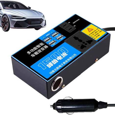Adaptateur de voiture pour prise de courant, onduleur de voiture - Onduleur de véhicule multifonctionnel,Accessoires de véhicule chargeur de voiture multi-ports de voyage pour les activités de plein a (1/5)