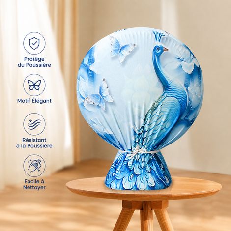 Housse de protection intégrale pour ventilateur motif Paon Bleu Foncé en tissu élastique réf 9469 163 g – Livraison gratuite