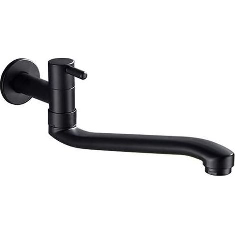 1 Robinet mural acier inoxydable 21 cm pour lavabo, évier, piscine, balai à vadrouille (1/5)