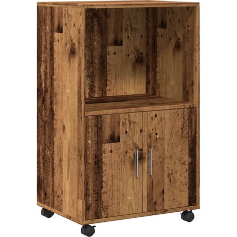 Armoire à roulettes multifonctionnelle moderne rangement 55 x 40 x 91 cm en bois d'ingénierie vieux bois (1/5)