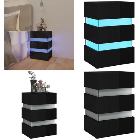 LED-Nachttisch Hochglanz-Schwarz 45x35x67 cm Holzwerkstoff - LED-Nachttisch - Nachttisch Schwarz - Holzwerkstoff Tisch - Wohnzimmer Deko - Schlafzimmereinrichtung - Home & Living (1/5)