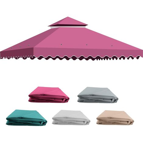 Toile de Rechange pour Tonnelle de Jardin, 3x3m Toit avec 2 Étages, Protection Solaire et Ventilation Amovible - Toile Idéale pour Pavillon (1/5)