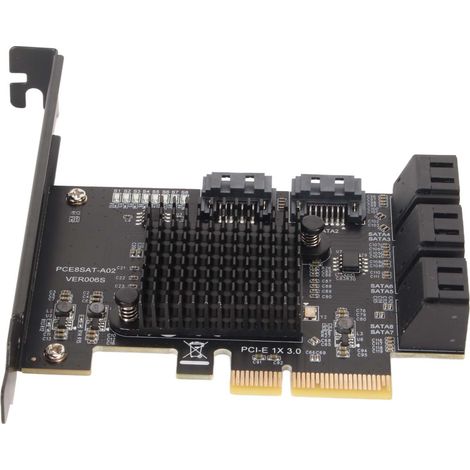 Carte SATA 8 ports, compatible avec disque système de démarrage remplaçable à chaud, carte d'extension PCIe vers SATA
3.0 avec cloison courte pour Windows et Linux (1/5)