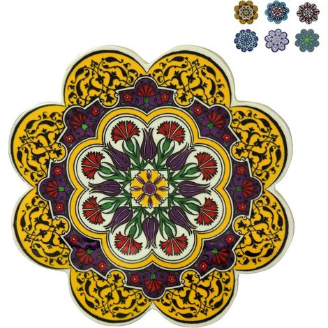 Sottopentola smerlato in ceramica dipinta a mano 18,5cm Vala - Giallo
