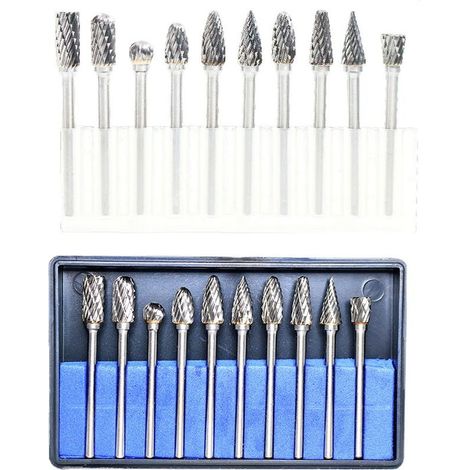 Lot de 10 fraises rotatives en carbure de tungstène avec tête de meulage pour outils rotatifs Dremel, forage et polissage du métal (1/5)