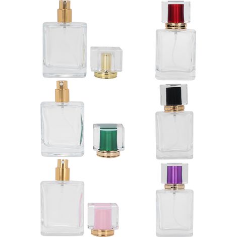 Lot de 6 flacons de parfum en verre rechargeables, vides, de 50 ml. Vaporisateur/distributeur de parfum. (1/5)