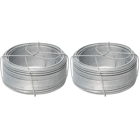 2 - Fil De Fer Galvanisé - Bobine 50 M - Diamètre 1,1 Mm - Fixation Végétaux Et Réparations Diverses - Usage Jardinage Et Bricolage - Gris - 50 M X 1,1 Mm