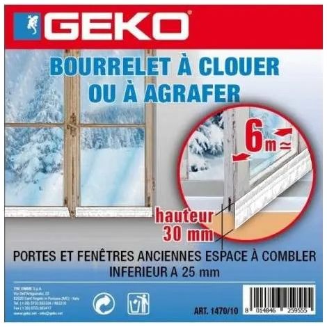 Listón de PVC para clavar o grapar, para puertas y ventanas, 6 m x 30 mm, blanco