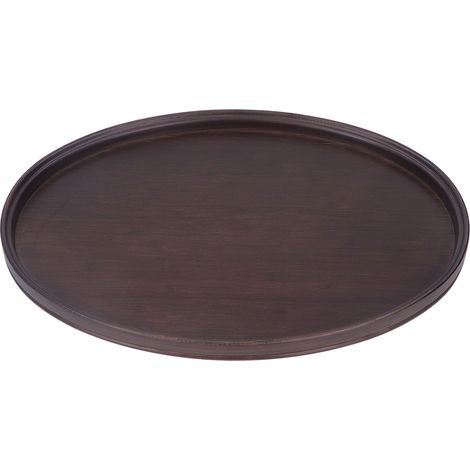 Plateau rond en bambou décoratif et multifonctionnel, couleur noyer, idéal pour servir le thé, les boissons et les aliments. (1/5)