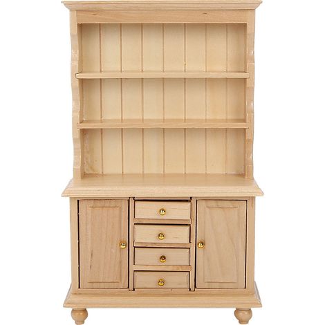Accessoires pour maison de poupée à l'échelle 1:12 : meuble de simulation d'armoire en bois à trois niveaux (couleur bois) (1/5)