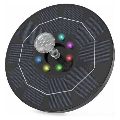 Fontaine solaire, fontaine abreuvoir solaire pour oiseaux avec LED 3,5 W, batterie intégrée de 1500 mAh et 8 LED (1/5)