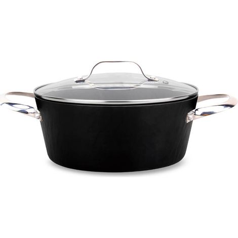 Pentola in pietra grezza MR-4424 con coperchio (Greblon 2, Induzione) 24 cm (1/2)