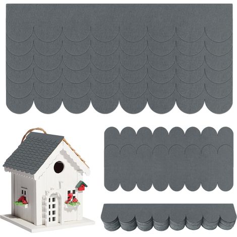 Lot de 42 bardeaux de toit pour nichoir à oiseaux, mini bardeaux de toit étanches en carton goudronné autocollant pour nichoir à lapin, hôtel à insectes, niche pour chien, clapier à hérissons (1/5)