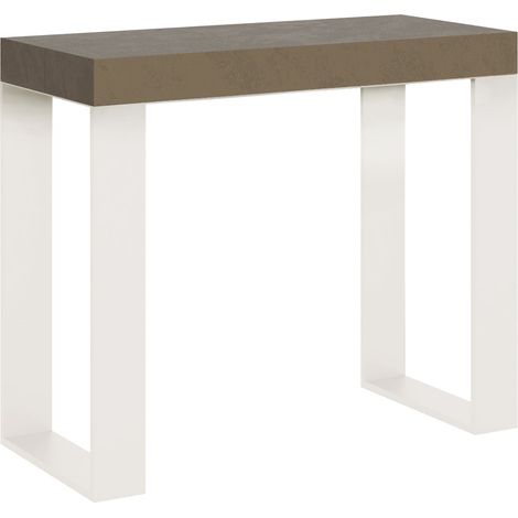 Consolle Allungabile 90-196x40x77 cm Tecno Small Tortora Telaio Bianco (1/4)