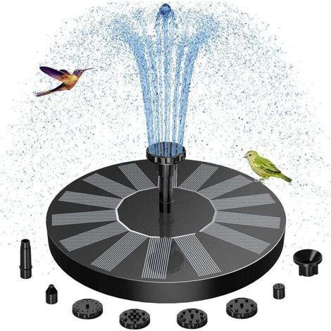 Fontaine Solaire Exterieure de Jardin,Fontaine Exterieure de Jardin avec 6 Buses,Pompe Solaire Bassin Exterieur (1/4)