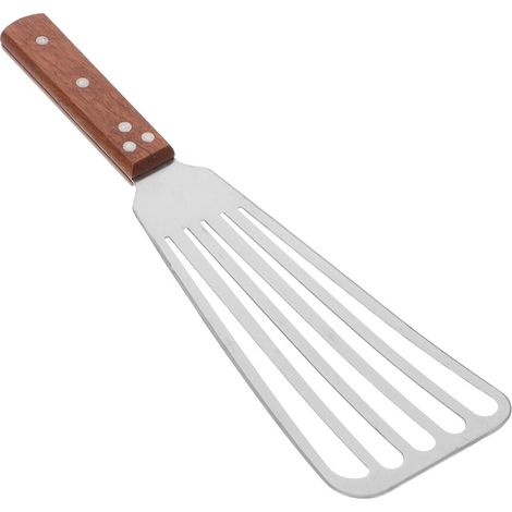 Spatule à poisson en acier inoxydable avec trous et manche en bois