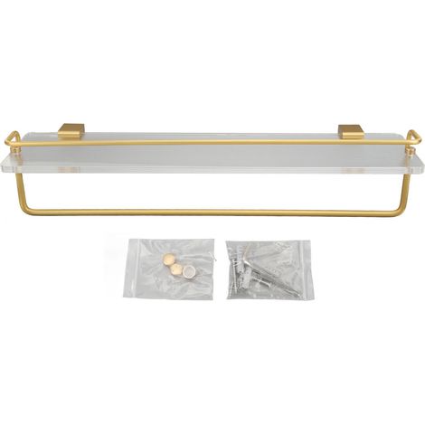 Étagère flottante en aluminium acrylique avec porte-serviettes mural, 50 cm (1/5)