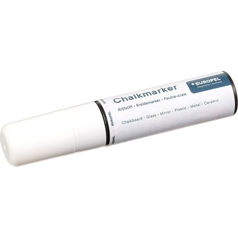 EUROPEL Pennarello a Gesso Liquido 15 mm Bianco Cancellabile per Vetro e Lavagna, Alta Coprenza, Punta a Scalpello, Uso Professionale per Ristoranti, Hotel e Negozi (1/4)
