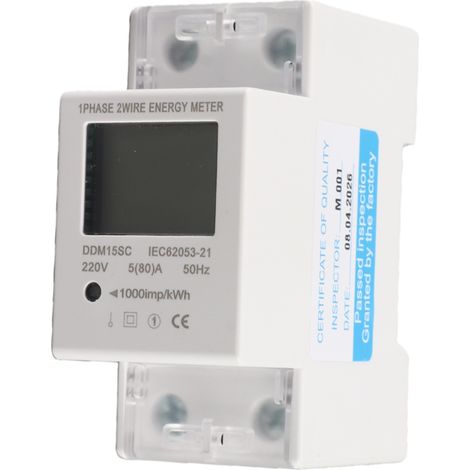 Multifunktionaler, einphasiger Schienen-Energiezähler DDM15SC (2P) mit LCD-Anzeige, 5–80 A (1/5)