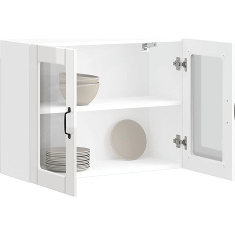 Küchen-Hängeschrank mit Glastür Lucca Hochglanz-Weiß Holzwerkstoff