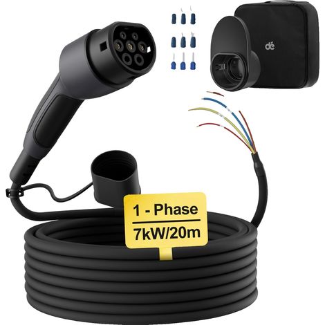 Ladekabel für Elektrofahrzeuge, 7 kW Leistung, Schutzart IP55, verschiedene Längenoptionen (1/2)